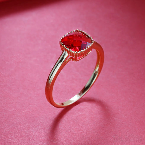 Crimson 18k Gold Plated Sterling Silver Ruby Cushion Cut