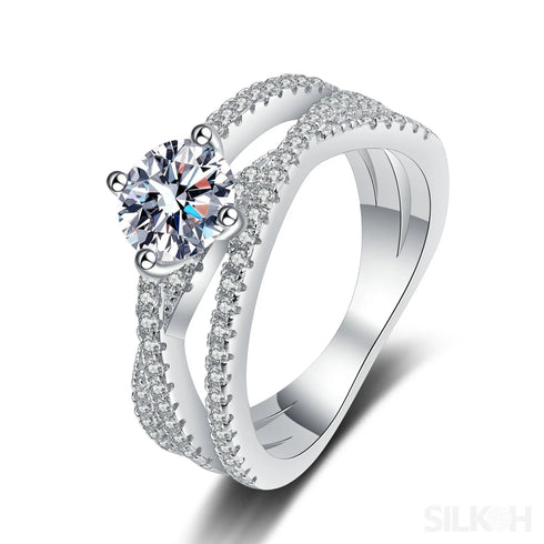 Criss Cross 1 Carat Moissanite Engagement Ring Ivy - Jewelry