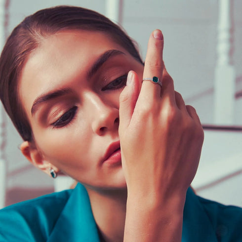 Cushion Cut Sterling Silver Engagement Ring Journee