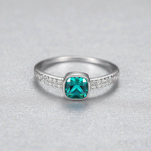 Cushion Cut Sterling Silver Engagement Ring Journee