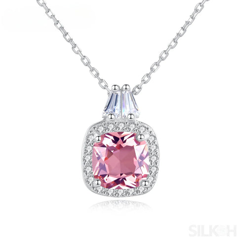 Cushion Cut Sterling Silver Pink Morganite Bridal Jewelry