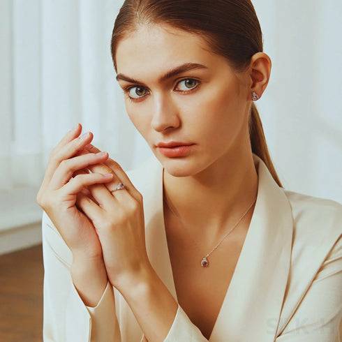 Cushion Cut Sterling Silver Pink Morganite Clavicle Chain