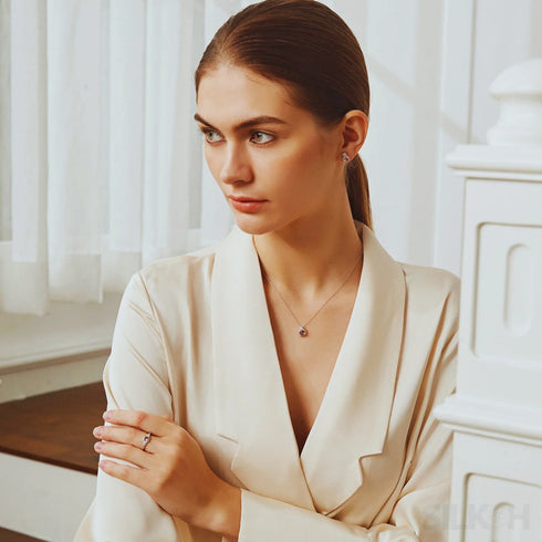 Cushion Cut Sterling Silver Pink Morganite Studs Earrings