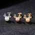 Cute Deer Sterling Silver Natural Pearl Stud Earrings Cam