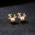 Cute Deer Sterling Silver Natural Pearl Stud Earrings Cam