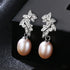 Cz Leaves Sterling Silver Pearl Dangling Earrings Cal