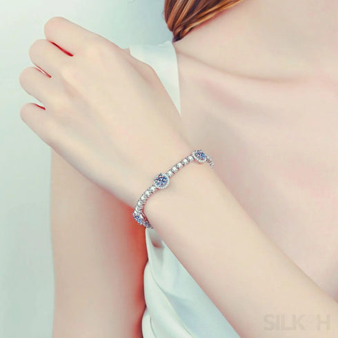 Dazzling Round Cut Moissanite Tennis Bracelet Cal - Jewelry