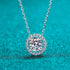 Elegant Halo Pendant 925 Sterling Silver Moissanite