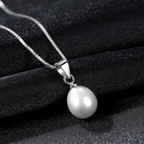 Elegant Oval Sterling Silver Natural Pearl Necklace Ivy