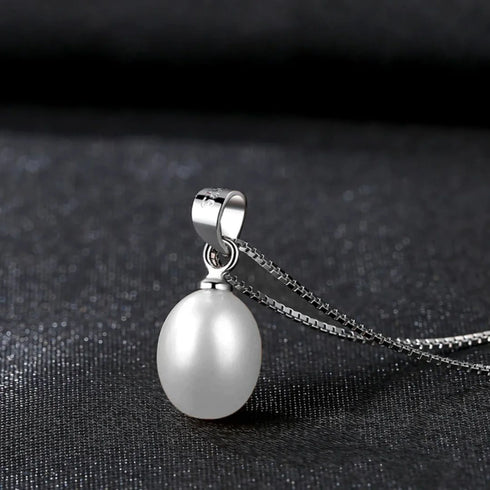 Elegant Oval Sterling Silver Natural Pearl Necklace Ivy