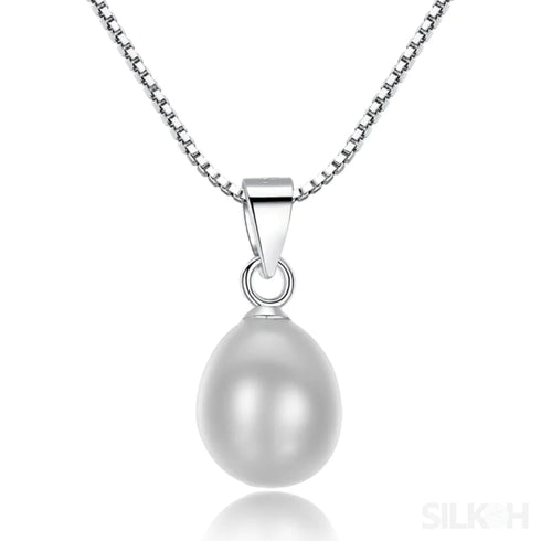 Elegant Oval Sterling Silver Natural Pearl Necklace Ivy