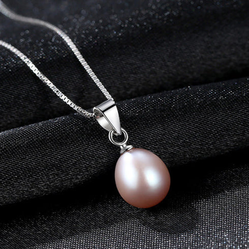 Elegant Oval Sterling Silver Natural Pearl Necklace Ivy