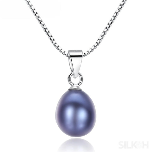 Elegant Oval Sterling Silver Natural Pearl Necklace Ivy