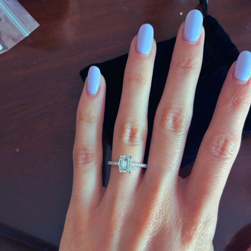 Emarald Cut Moissanite Engagement Ring Cat Jewelry