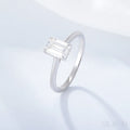Emerald Cut Zircon Sterling Silver Engagement Ring Ora