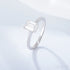 Emerald Cut Zircon Sterling Silver Engagement Ring Ora