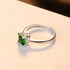 Emerald Princess Cut Sterling Silver Ring Aurora - Jewelry