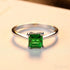 Emerald Princess Cut Sterling Silver Ring Aurora - Jewelry