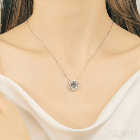 Eternal Radiance Double Round Shaped Necklace Dot - Jewelry