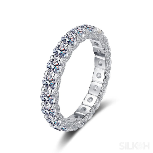 Eternity Moissanite Pave Wedding Band Jet