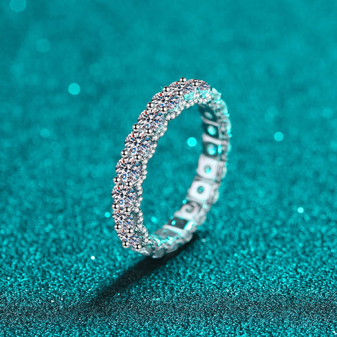 Eternity Moissanite Pave Wedding Band Jet
