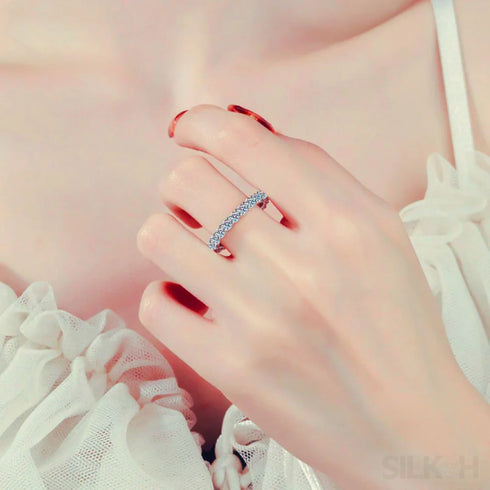 Eternity Moissanite Pave Wedding Band Jet