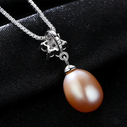 Flower Pendant Sterling Silver Freshwater Pearl Necklace
