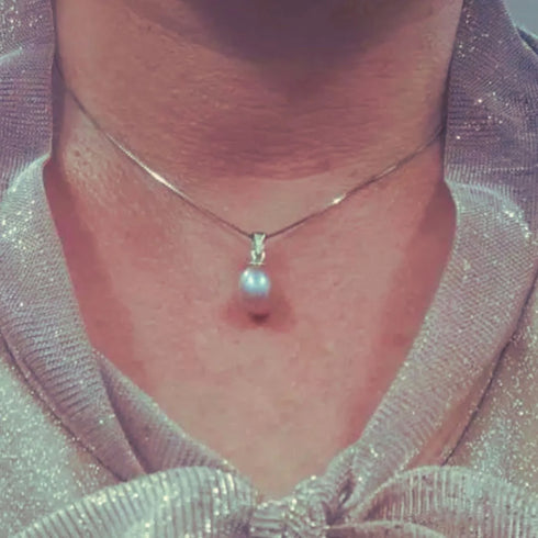 Flower Pendant Sterling Silver Freshwater Pearl Necklace