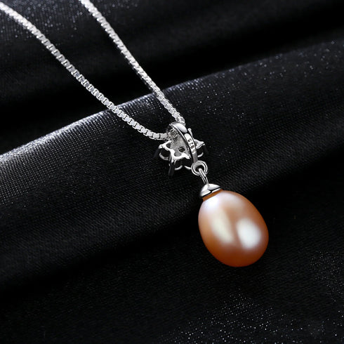 Flower Pendant Sterling Silver Freshwater Pearl Necklace
