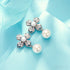 Flower Style 925 Sterling Silver Pearl Shell Bead Stud