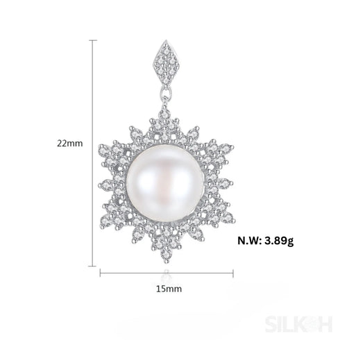 Freshwater Snowflake Shape Sterling Silver Pearl Stud