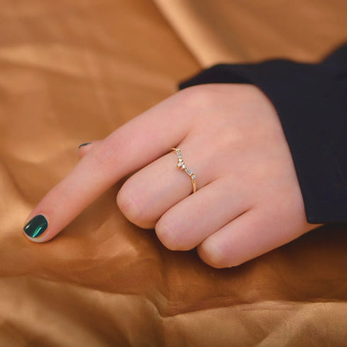 Geometric Zircon Sterling Silver Stacking Wedding Ring Lou