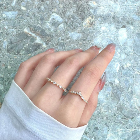 Geometric Zircon Sterling Silver Stacking Wedding Ring Lou