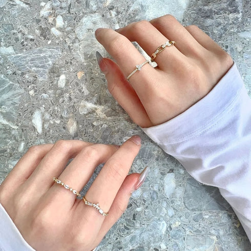 Geometric Zircon Sterling Silver Stacking Wedding Ring Lou