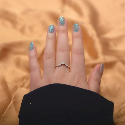 Geometric Zircon Sterling Silver Stacking Wedding Ring Lou