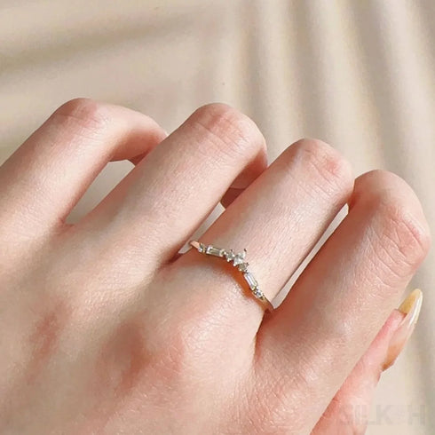 Geometric Zircon Sterling Silver Stacking Wedding Ring Lou