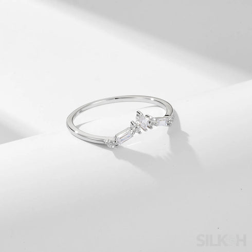 Geometric Zircon Sterling Silver Stacking Wedding Ring Lou
