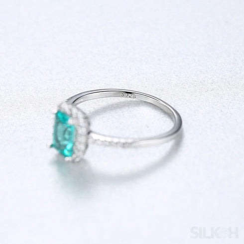 Green Radiant Cut Sterling Silver Engagement Ring Lainey