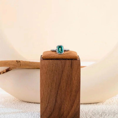 Green Radiant Cut Sterling Silver Engagement Ring Lainey