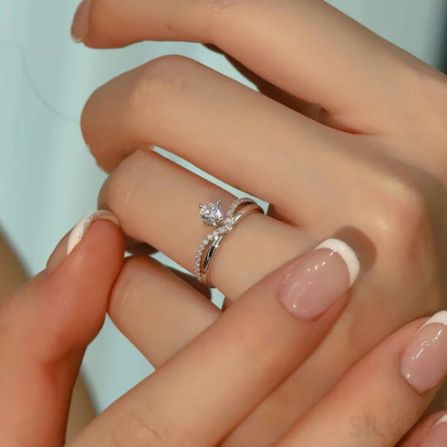 Half Carat Moissanite Sterling Silver Crown Engagment Ring