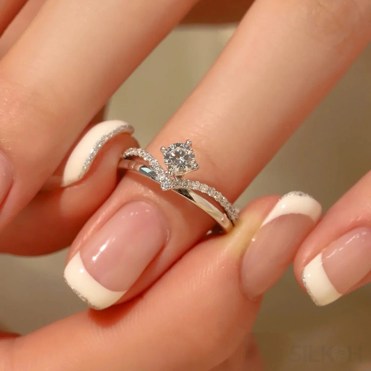 Bague De Fiançailles En Or Blanc 14k Avec Moissanite 2.50 Ct Ronde - Taille Personnalisable