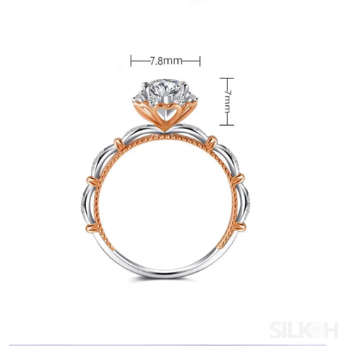 Half Carat Moissanite Sterling Silver Round Rose Ring Arya