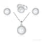Halo Sterling Silver Natural Pearl Wedding Jewelry Set Ann