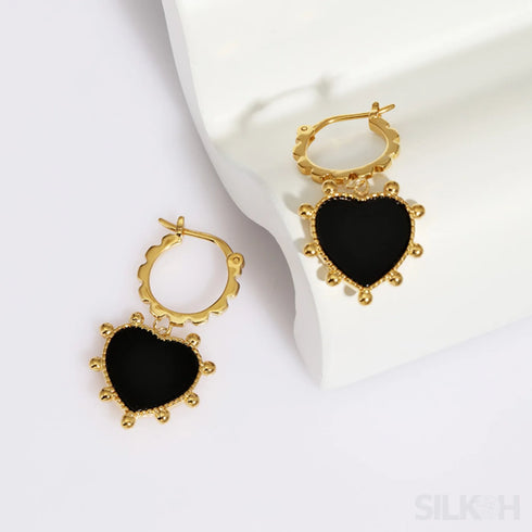 Heart Shaped 18k Gold Plated Sterling Silver Hoop Earrings