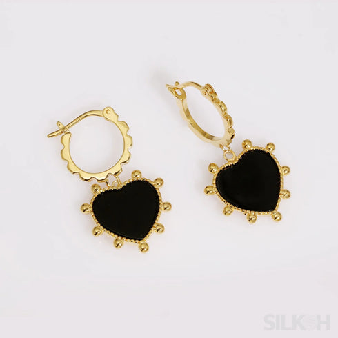Heart Shaped 18k Gold Plated Sterling Silver Hoop Earrings