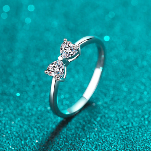 Heart Shaped Moissanite Bow Ring Jax - Jewelry