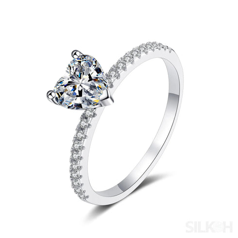Heart Shaped Moissanite Promise Ring for Her Eda - Jewelry