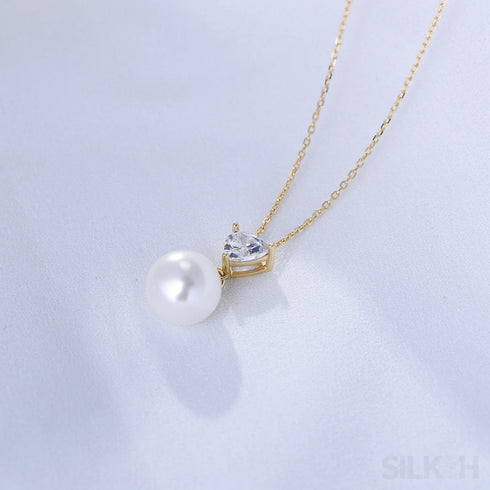 Heart Shaped Pearl Drop Chain Necklace Mia - Jewelry