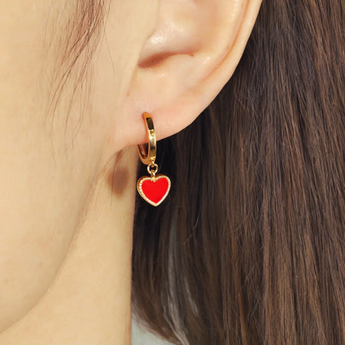 Heart Shaped Sterling Silver Retro Hoop Earrings Una