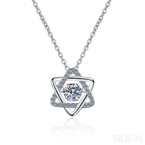 Hexagram Moissanite 925 Sterling Silver Necklace Eve
